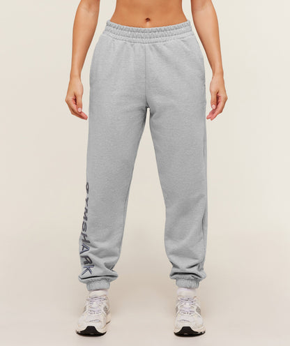 Women's Gymshark Embroidered Logo Joggers Light Grey Core Marl