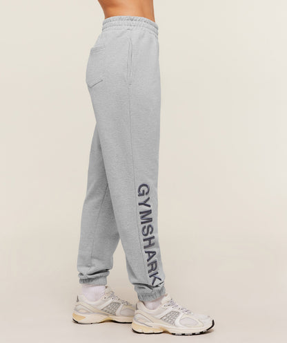 Women's Gymshark Embroidered Logo Joggers Light Grey Core Marl