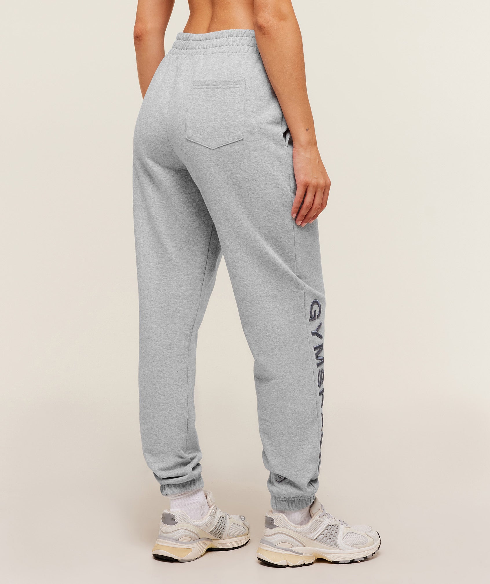 Women's Gymshark Embroidered Logo Joggers Light Grey Core Marl
