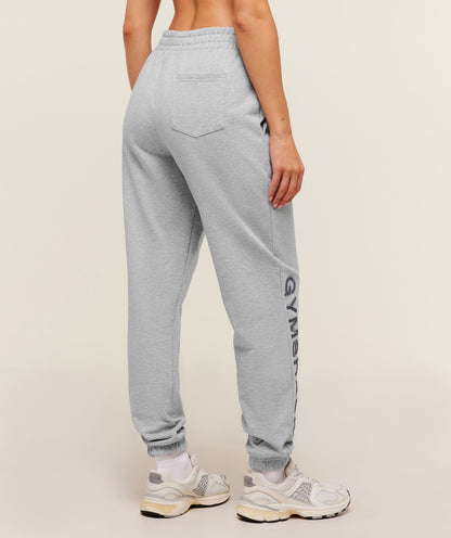Women's Gymshark Embroidered Logo Joggers Light Grey Core Marl