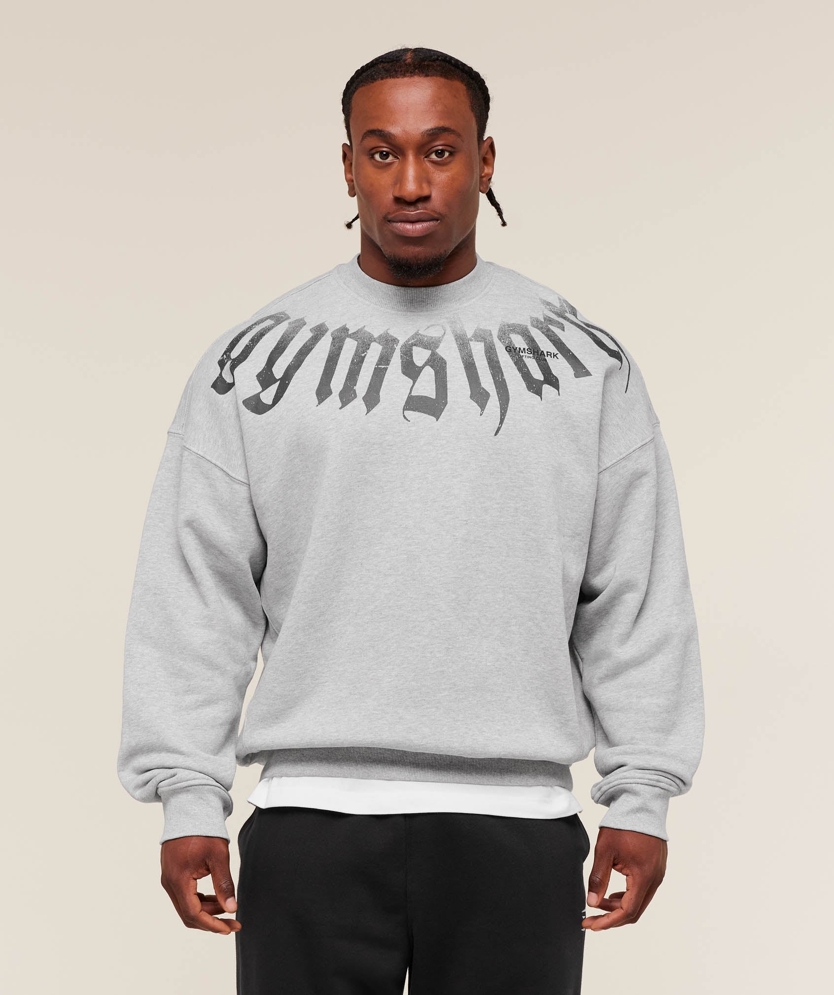 Gymshark Fade Graphic Crew Light Grey Core Marl