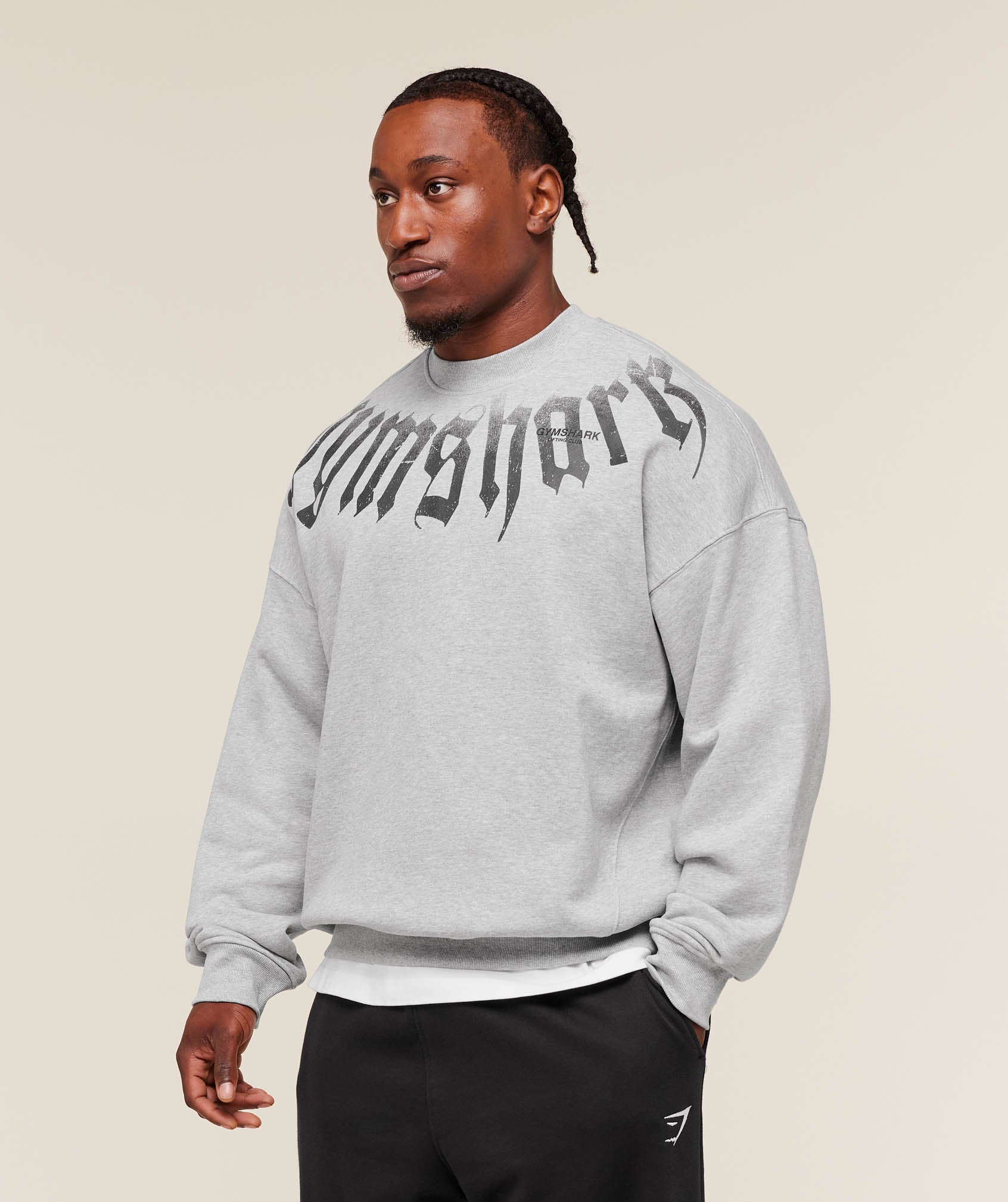 Gymshark Fade Graphic Crew Light Grey Core Marl