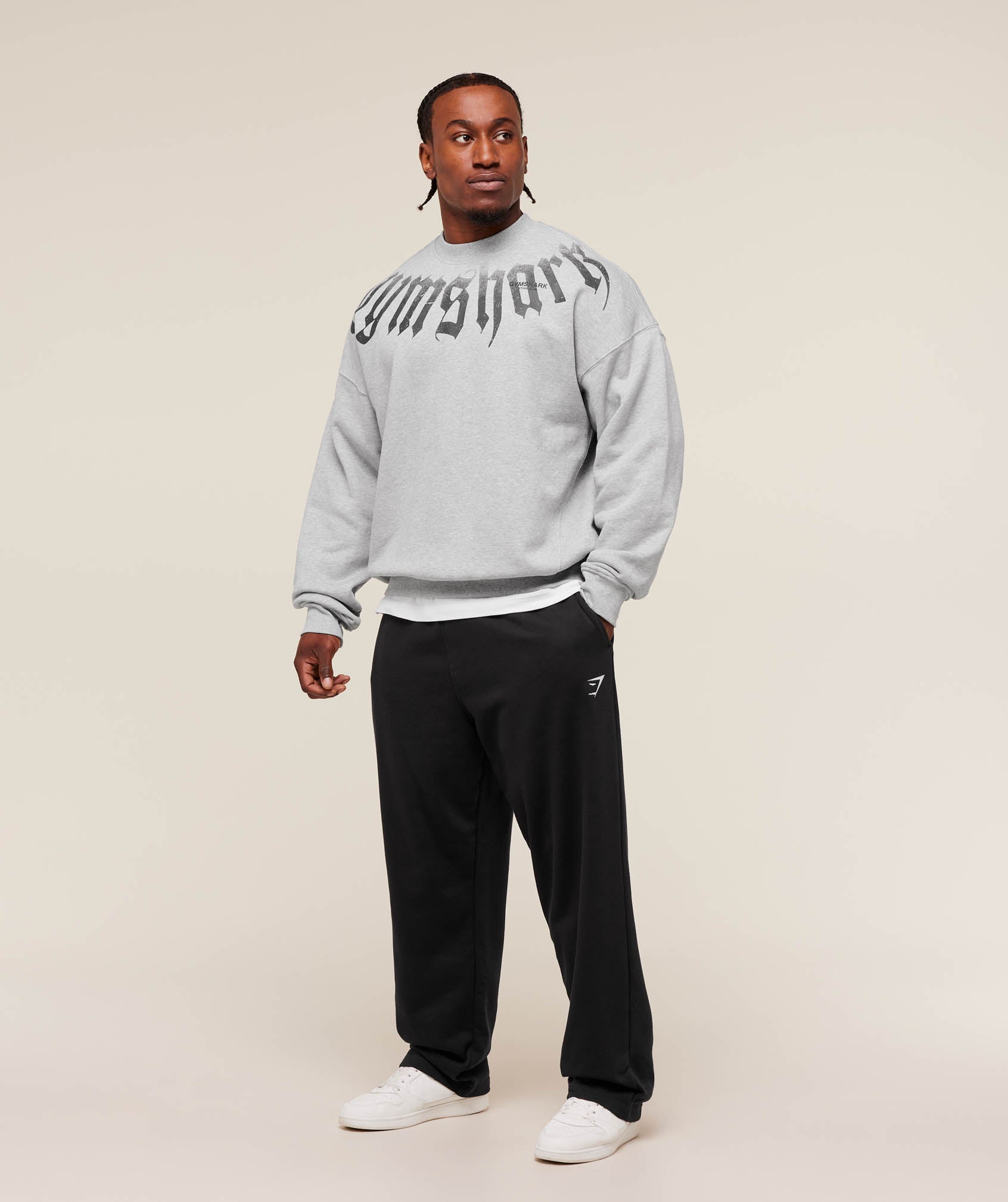 Gymshark Fade Graphic Crew Light Grey Core Marl