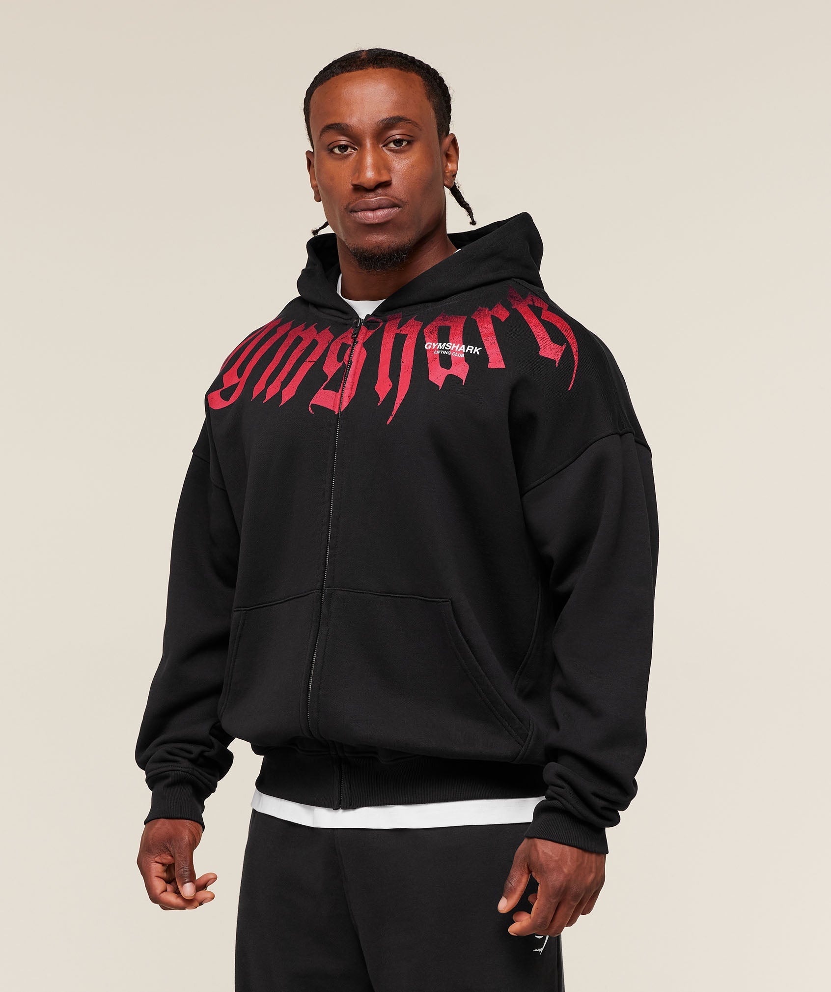 Gymshark Fade Graphic Zip Up Hoodie Black