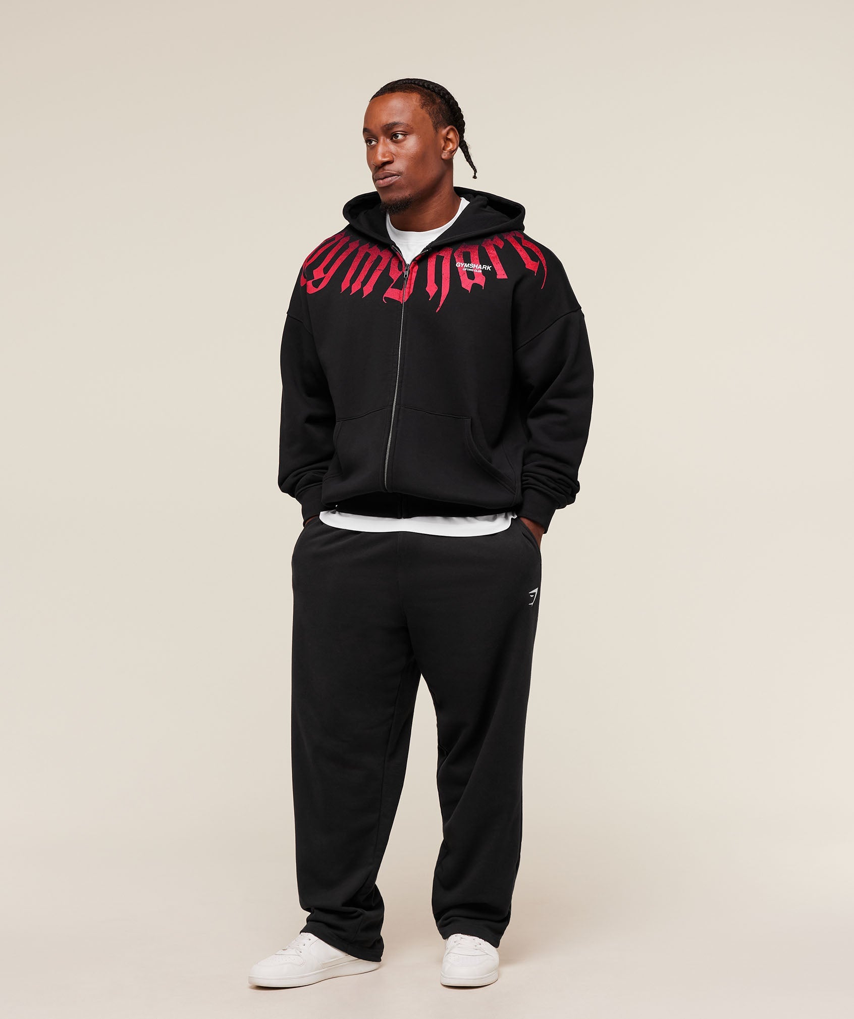 Gymshark Fade Graphic Zip Up Hoodie Black