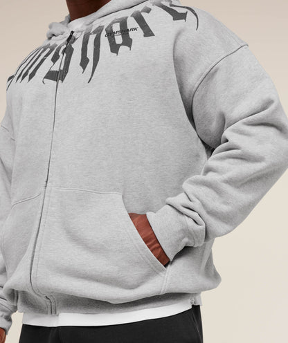 Gymshark Fade Graphic Zip Up Hoodie Light Grey Core Marl