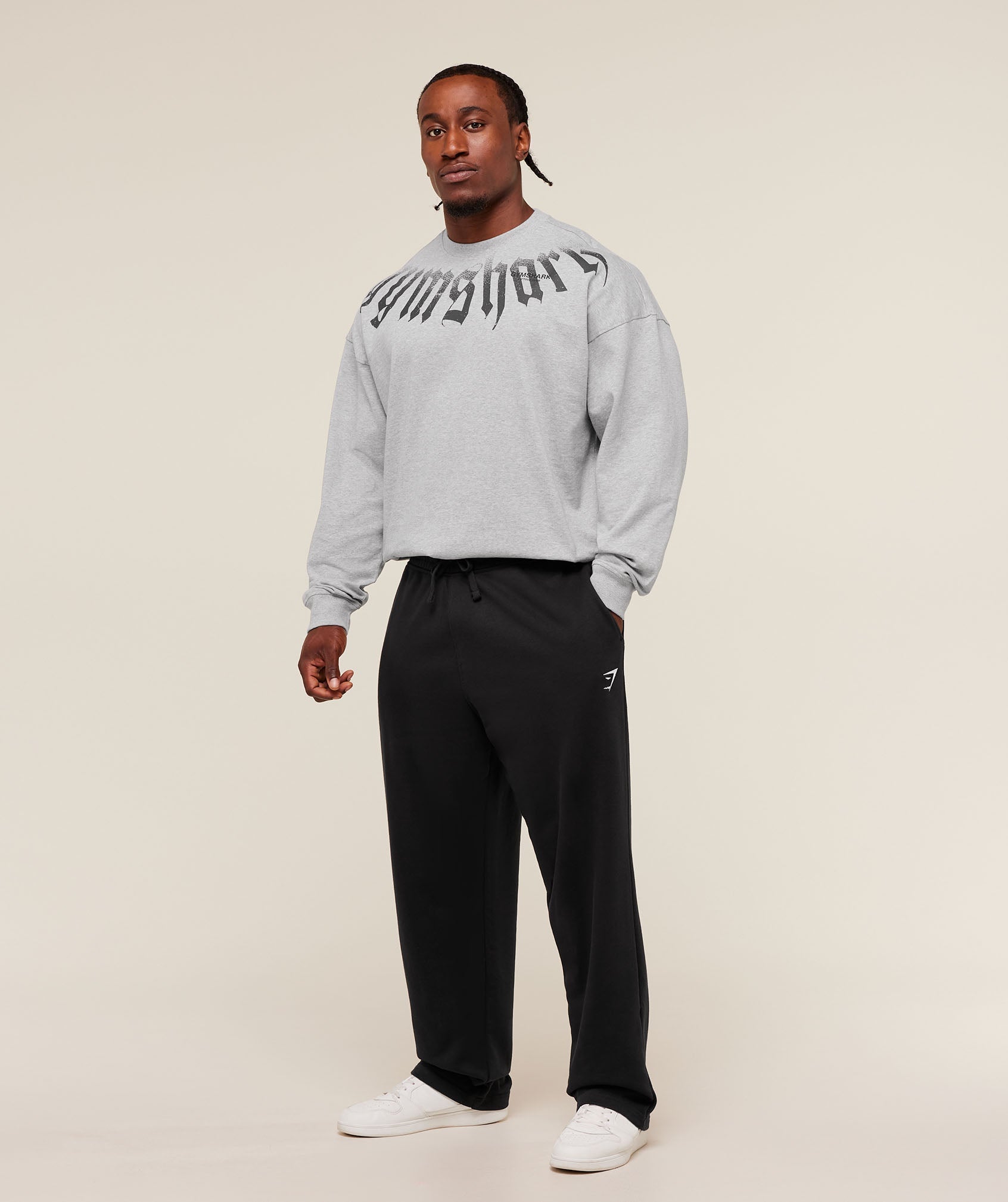 Gymshark Fade Graphic Crew Light Grey Core Marl