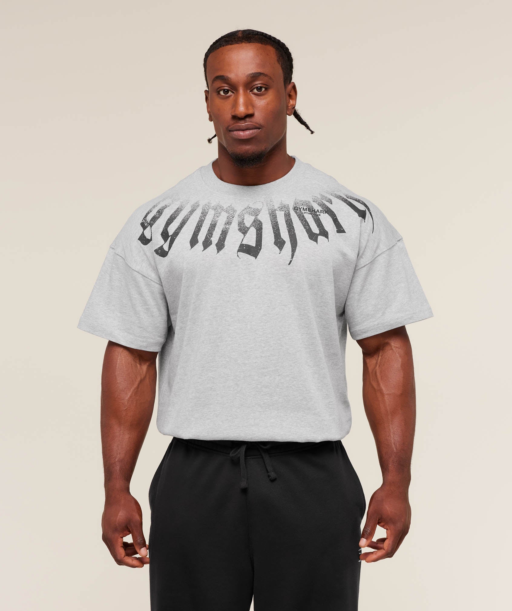 Gymshark Fade Graphic T-Shirt Light Grey Core Marl