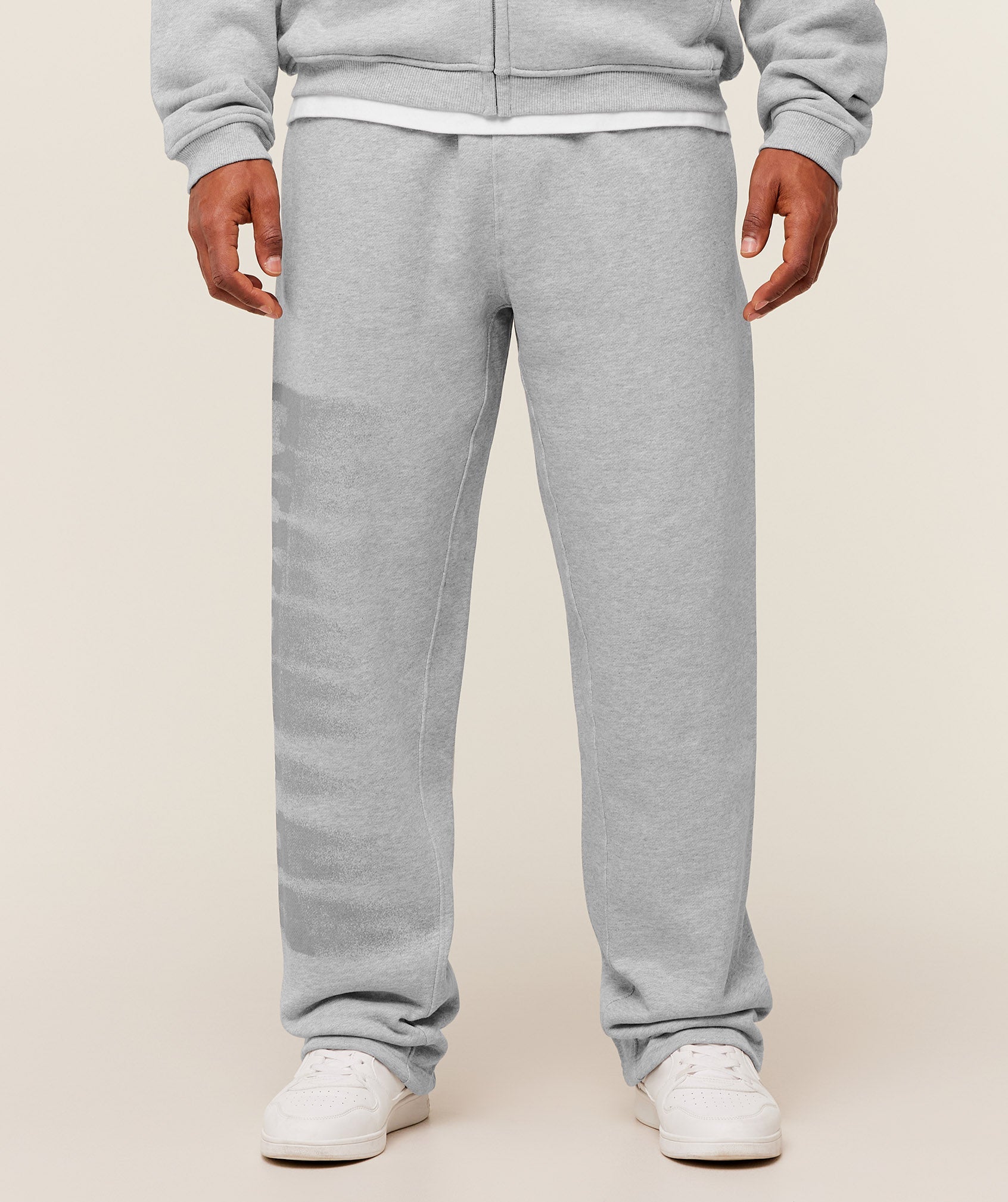 Gymshark Fade Graphic Straight Leg Pants Light Grey Core Marl