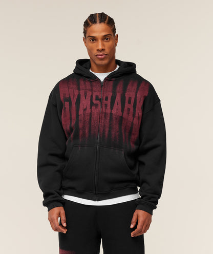 Gymshark Fade Graphic Zip Through Hoodie Black