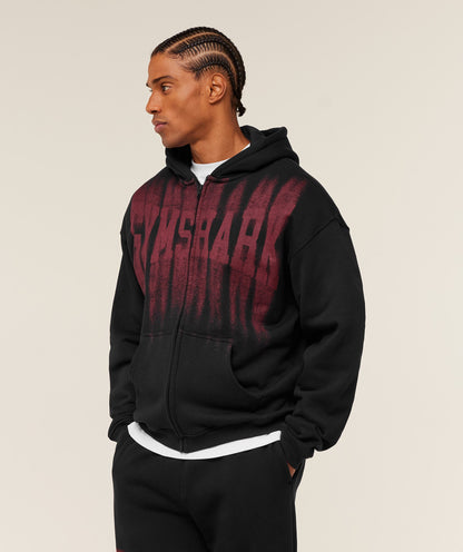 Gymshark Fade Graphic Zip Through Hoodie Black