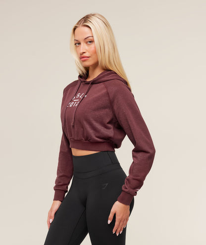 Women's Gymshark Lifting Club 2012 Graphic Cropped Hoodie Rich Maroon