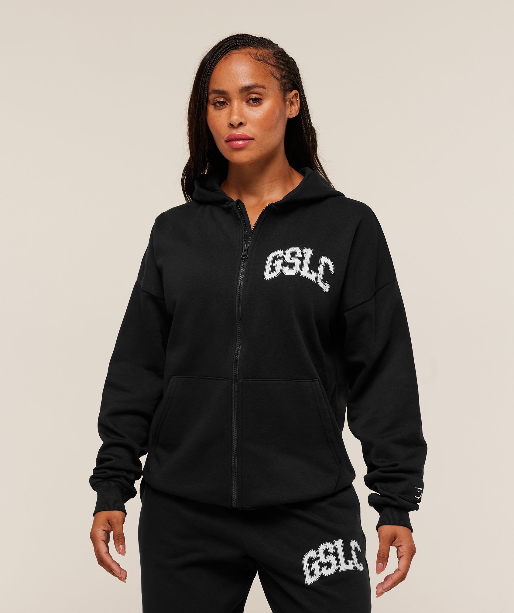 Women's Gymshark Gslc Graphic Zip Up Hoodie Black
