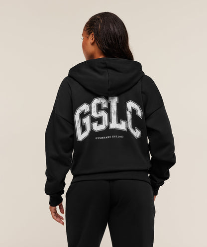Women's Gymshark Gslc Graphic Zip Up Hoodie Black