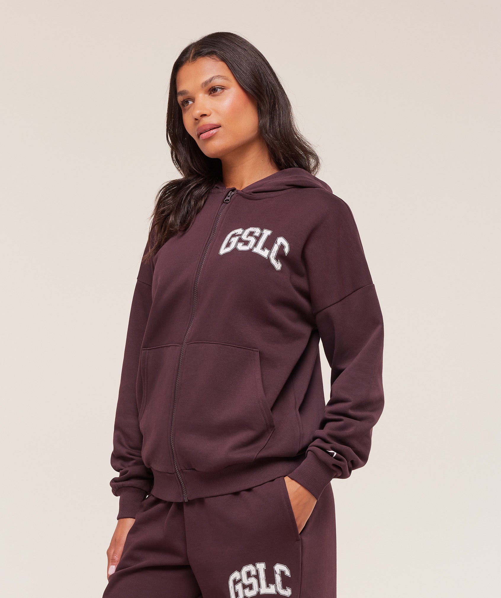 Women's Gymshark Gslc Graphic Zip Up Hoodie Cherry Purple