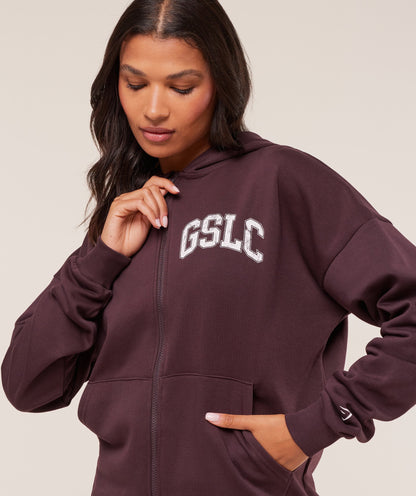 Women's Gymshark Gslc Graphic Zip Up Hoodie Cherry Purple