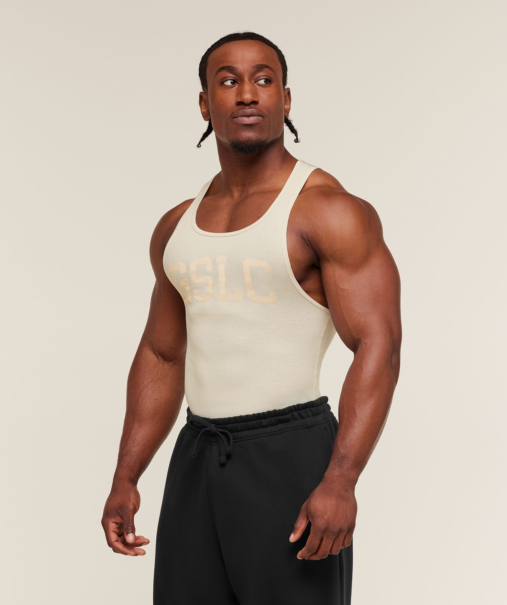 Gymshark Gslc Ribbed Tank Oat White