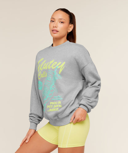 Women's Gymshark Glutey Calls Graphic Sweatshirt Light Grey Core Marl