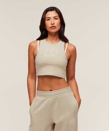 Women's Gymshark Fitness Embroidered Graphic Tank Pebble Grey