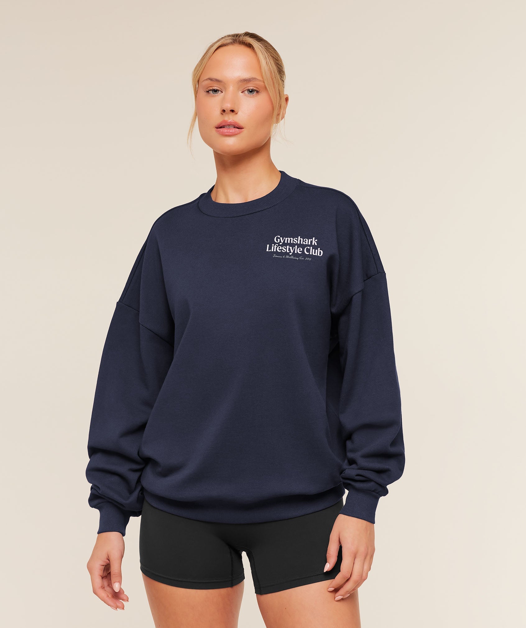 Women's Gymshark Lifestyle Club Graphic Sweatshirt Heavy Blue