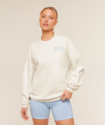 Women's Gymshark Lifestyle Club Graphic Sweatshirt Soft White
