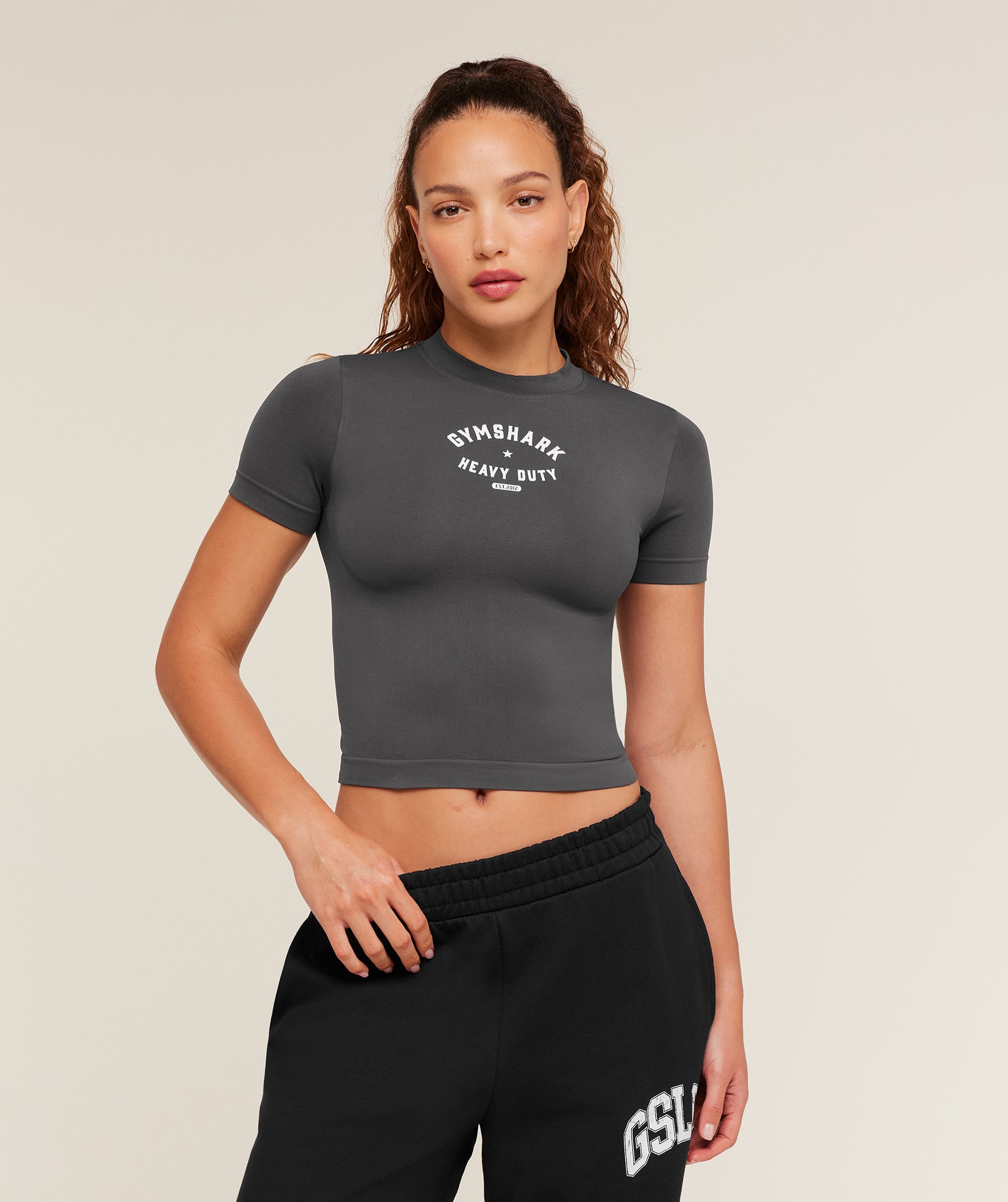 Women's Gymshark Heavy Duty Seamless T-Shirt Onyx Grey