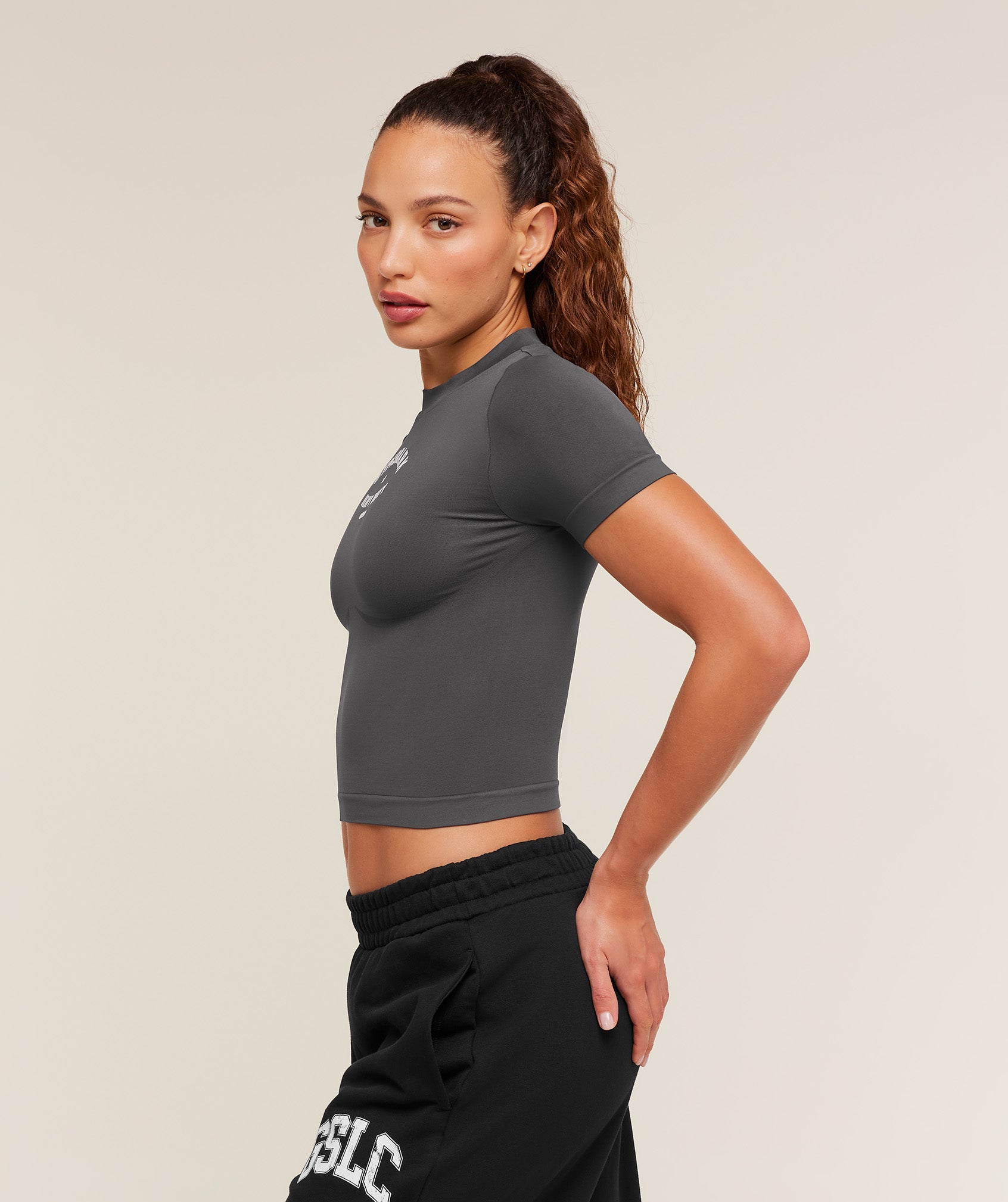 Women's Gymshark Heavy Duty Seamless T-Shirt Onyx Grey