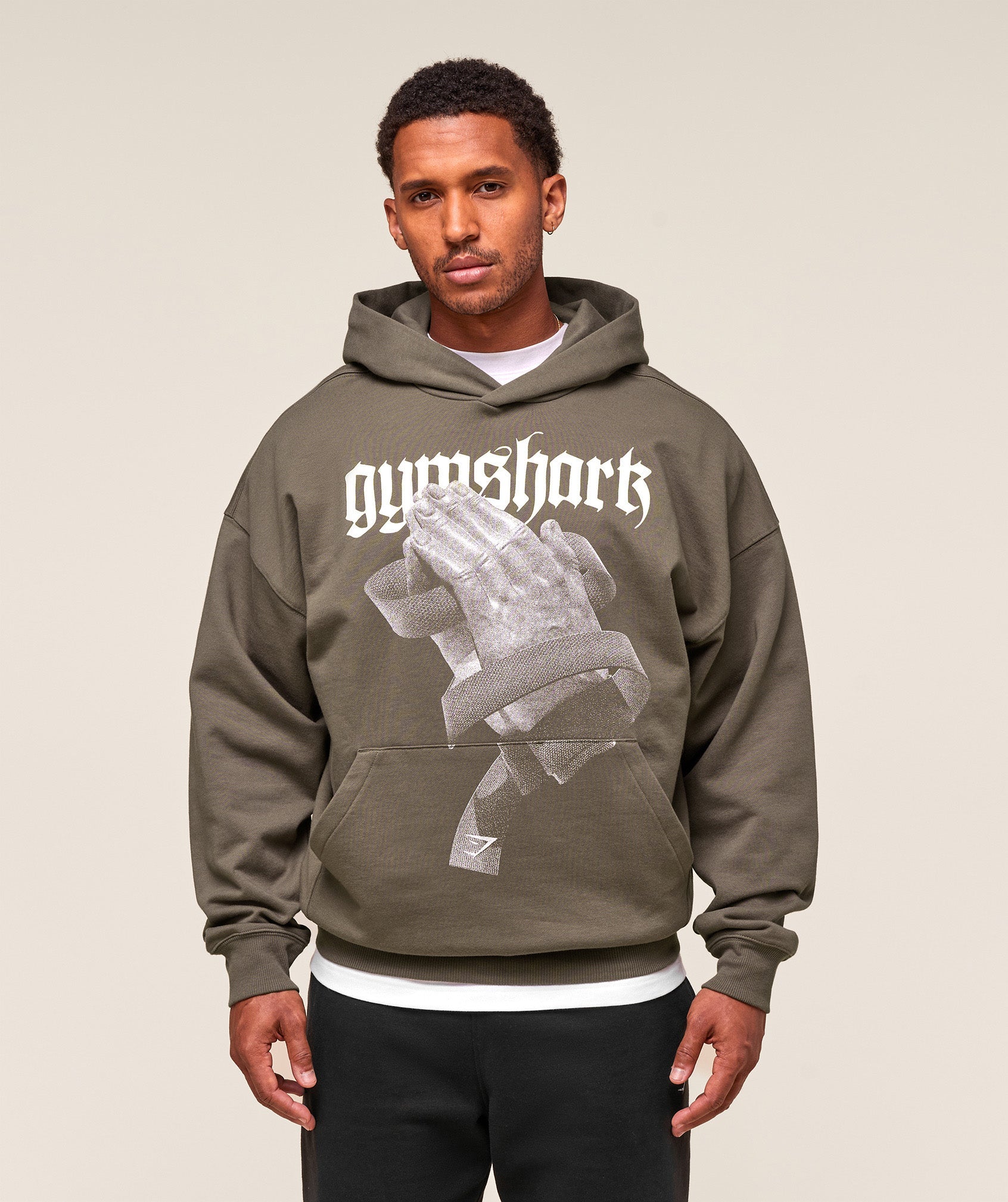 Gymshark Prayer Hands Hoodie Camo Brown