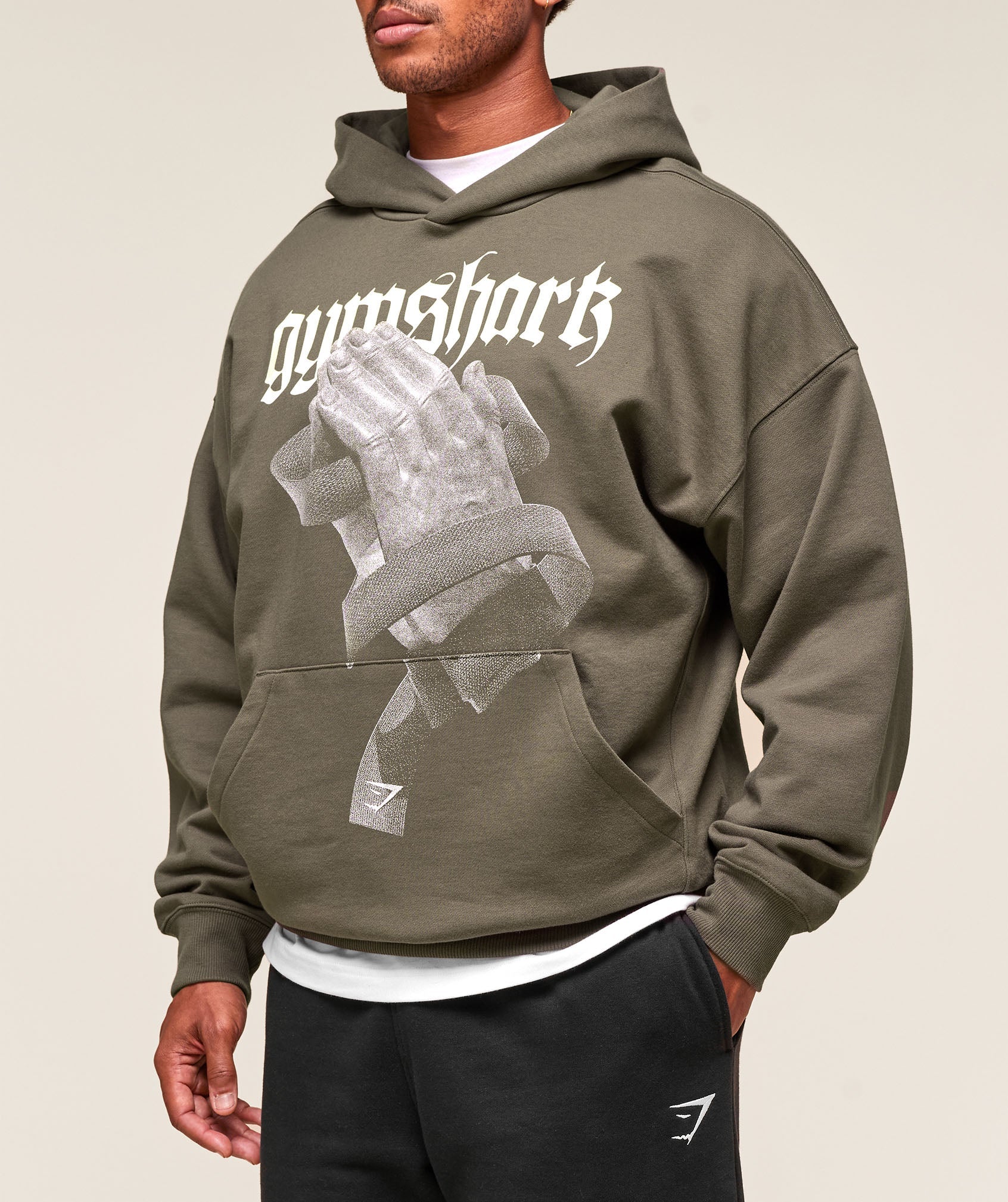 Gymshark Prayer Hands Hoodie Camo Brown