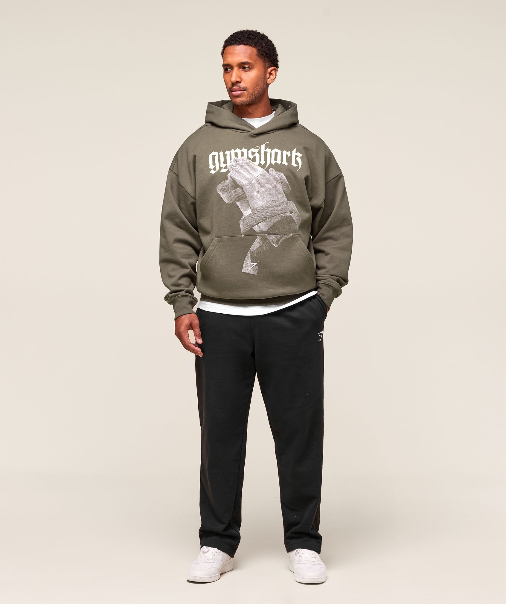 Gymshark Prayer Hands Hoodie Camo Brown