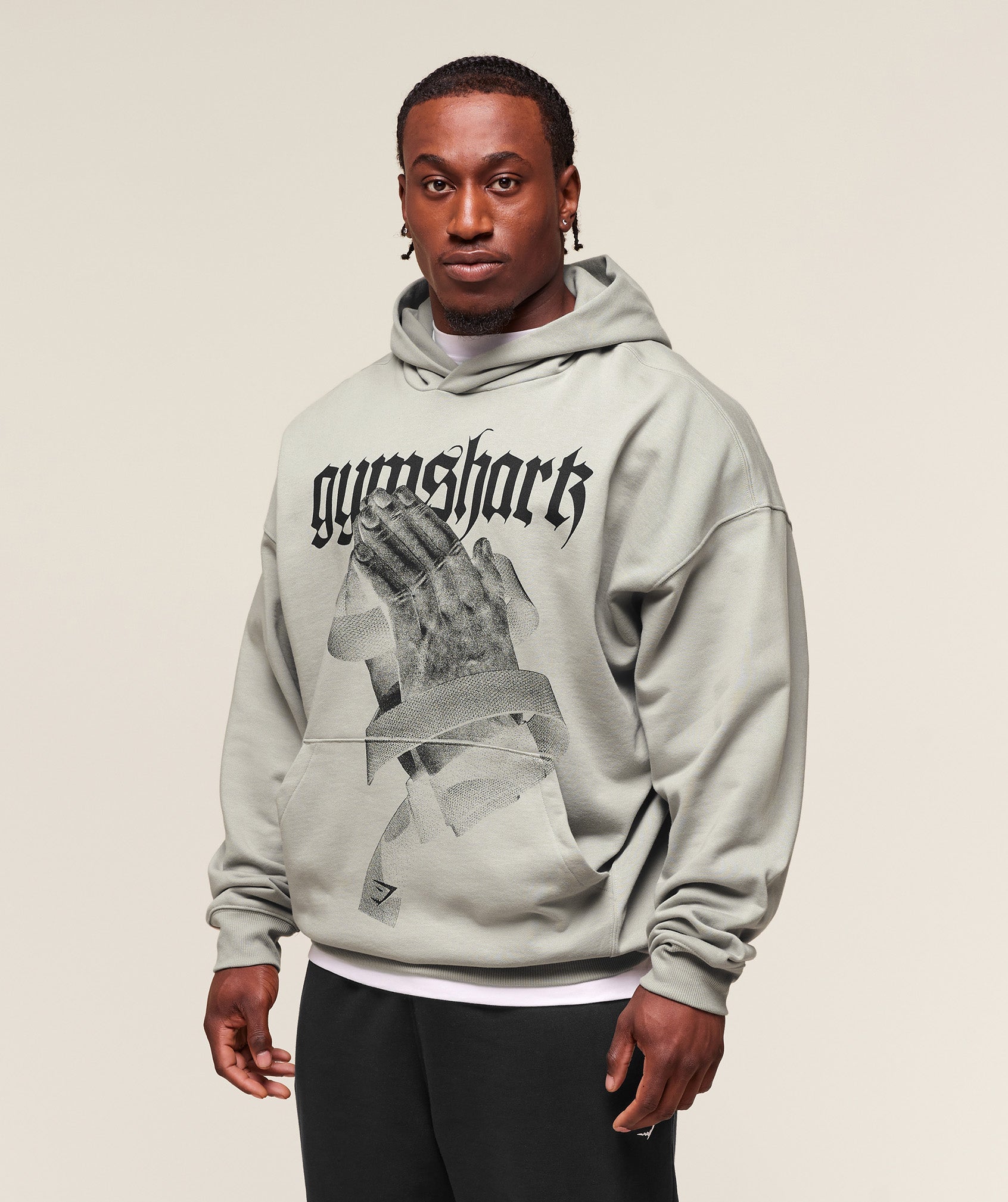 Gymshark Prayer Hands Hoodie Stone Grey