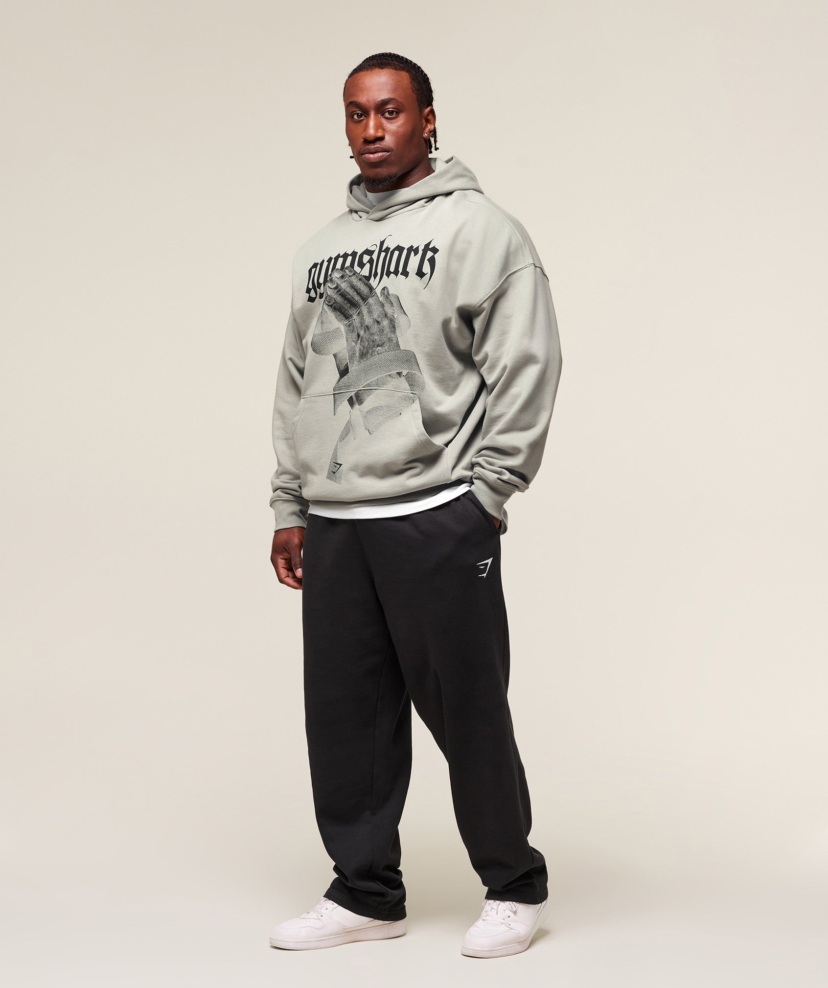 Gymshark Prayer Hands Hoodie Stone Grey