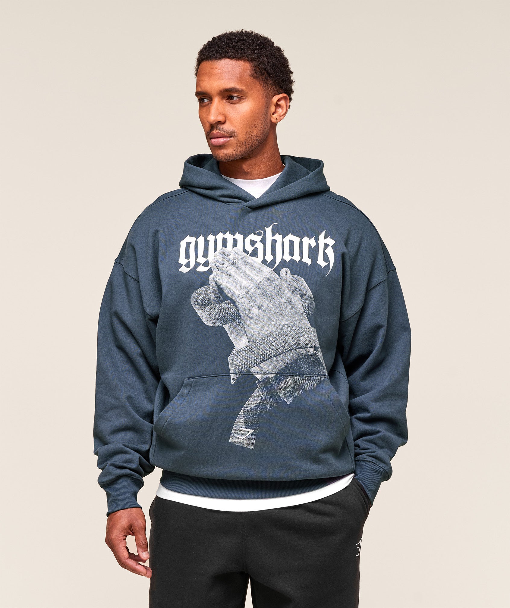 Gymshark Prayer Hands Hoodie Titanium Blue