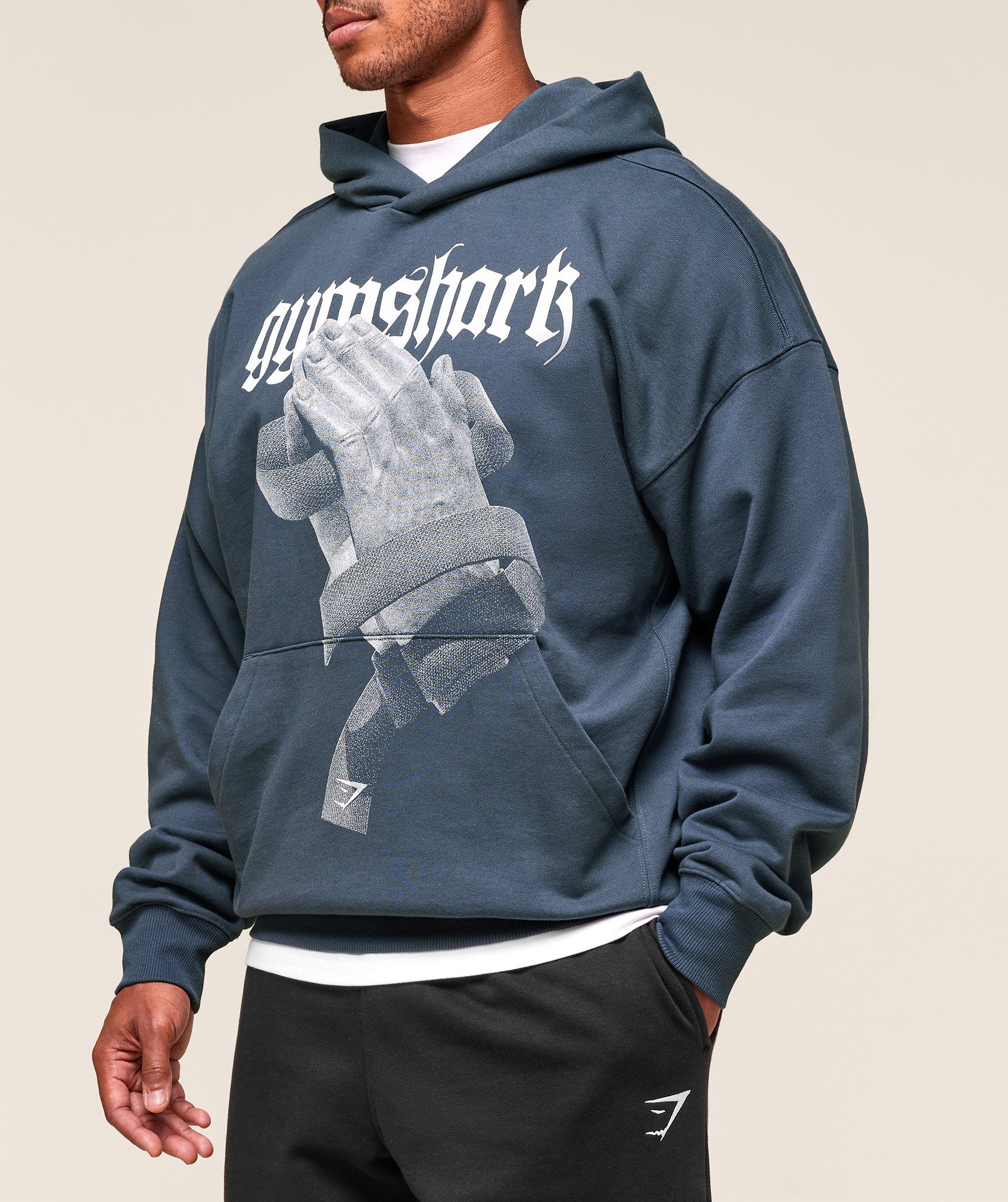 Gymshark Prayer Hands Hoodie Titanium Blue