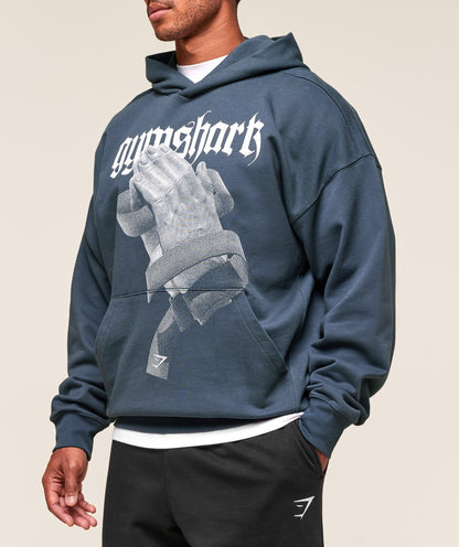 Gymshark Prayer Hands Hoodie Titanium Blue