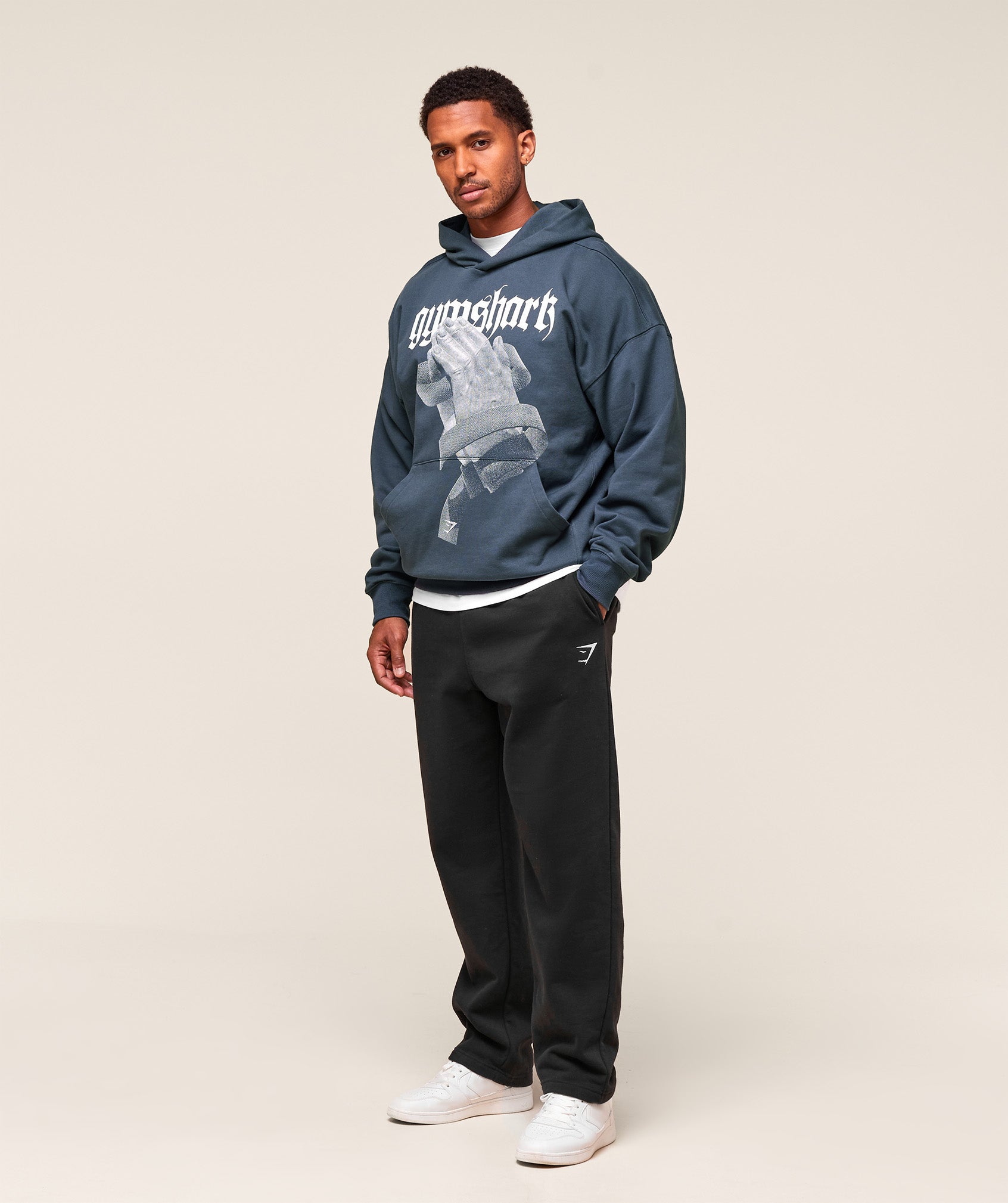 Gymshark Prayer Hands Hoodie Titanium Blue