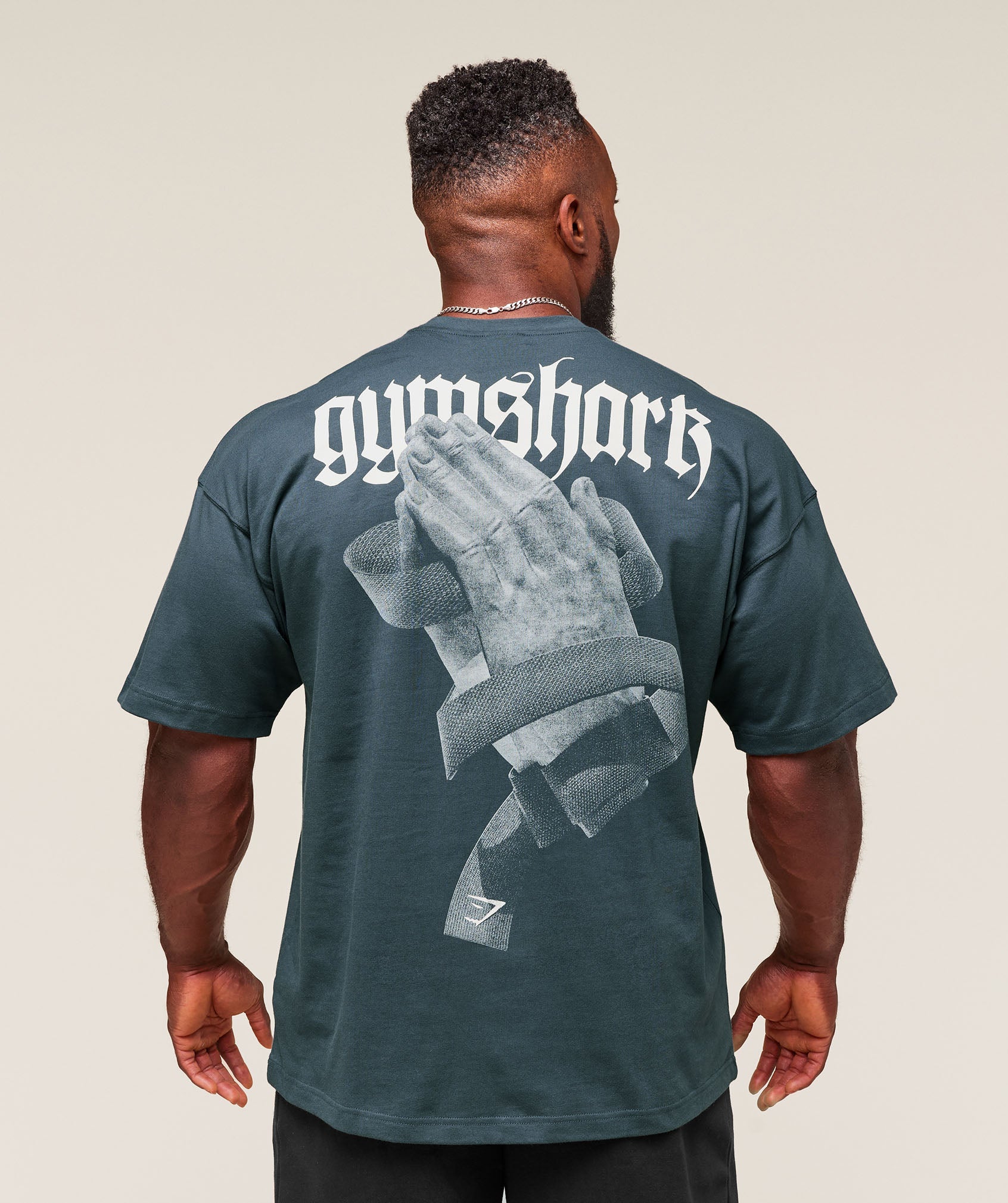 Gymshark Prayer Hands T-Shirt Titanium Blue