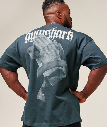 Gymshark Prayer Hands T-Shirt Titanium Blue