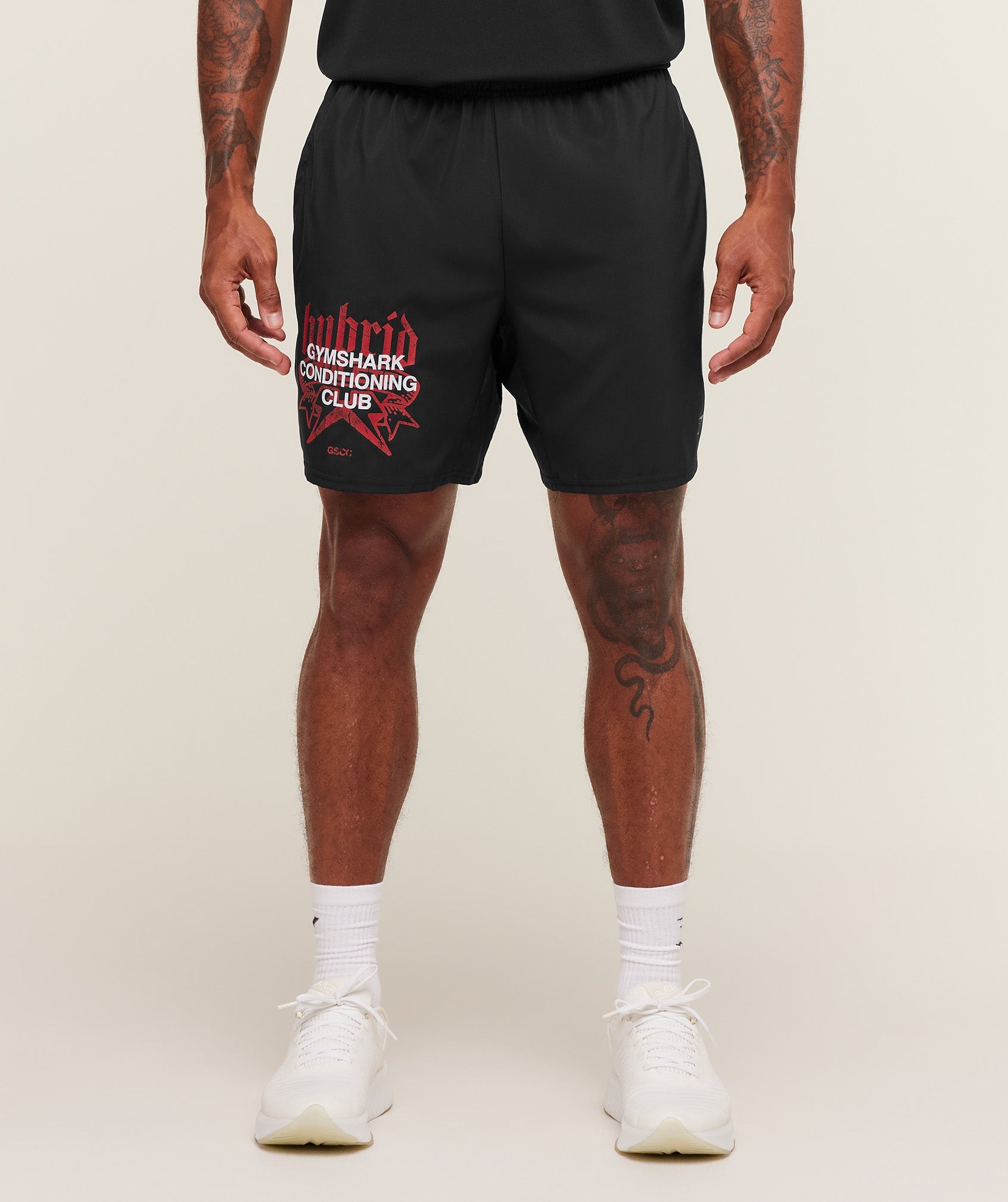 Gymshark Hybrid Graphic 7" Shorts Black