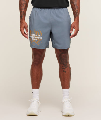 Gymshark Hybrid Graphic 7" Shorts Iron Blue