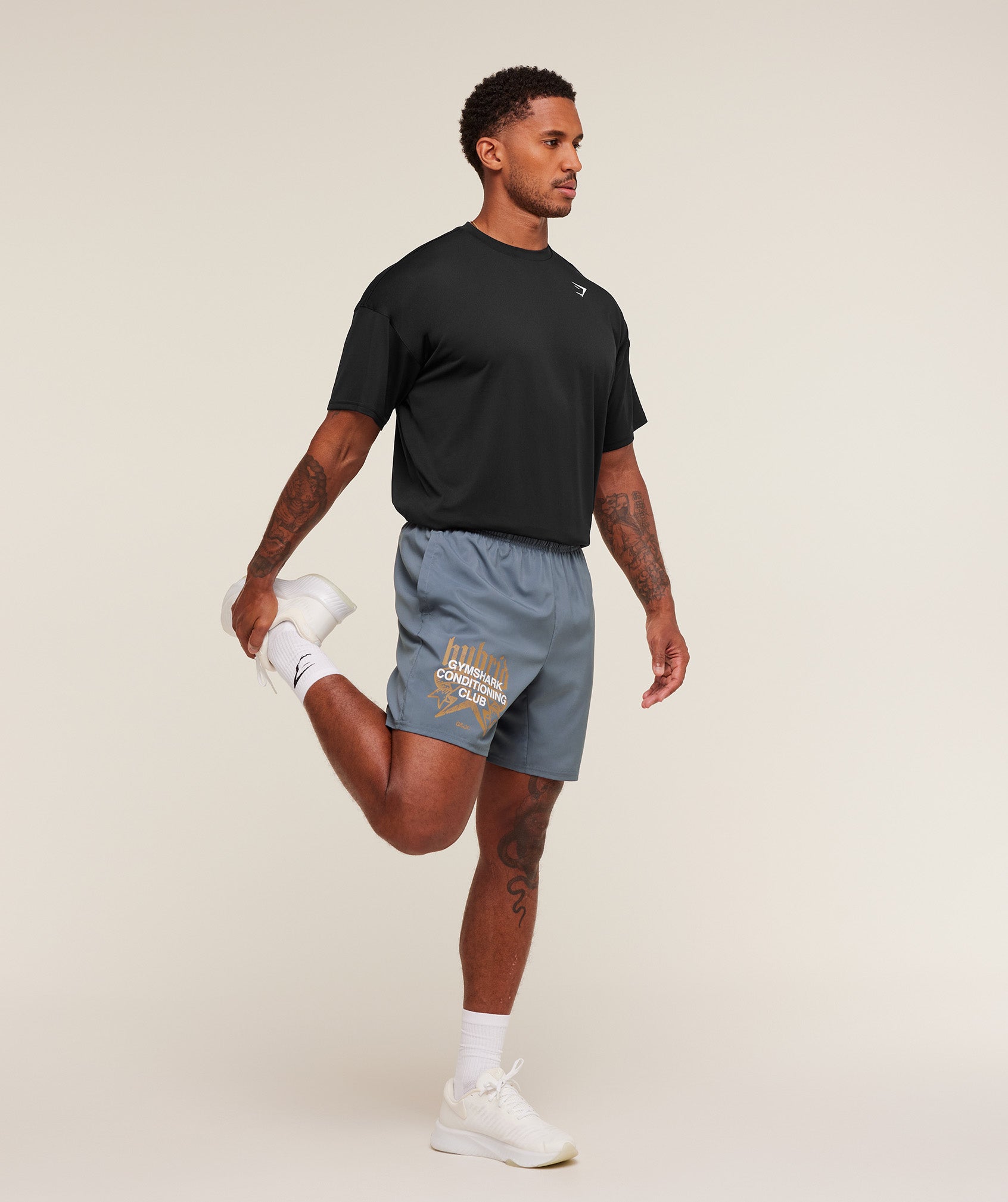 Gymshark Hybrid Graphic 7" Shorts Iron Blue