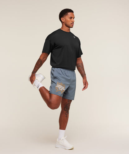 Gymshark Hybrid Graphic 7" Shorts Iron Blue