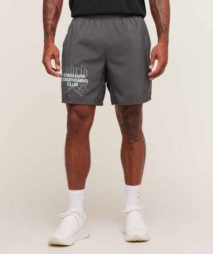 Gymshark Hybrid Graphic 7" Shorts Onyx Grey