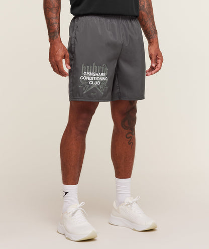 Gymshark Hybrid Graphic 7" Shorts Onyx Grey