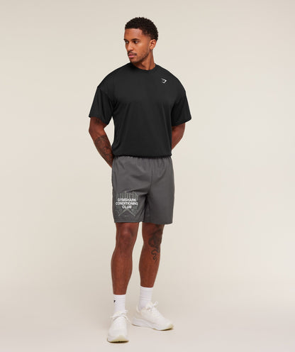 Gymshark Hybrid Graphic 7" Shorts Onyx Grey