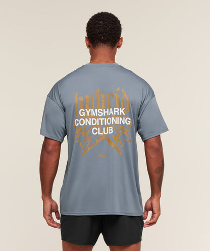 Gymshark Hybrid Graphic T-Shirt Iron Blue