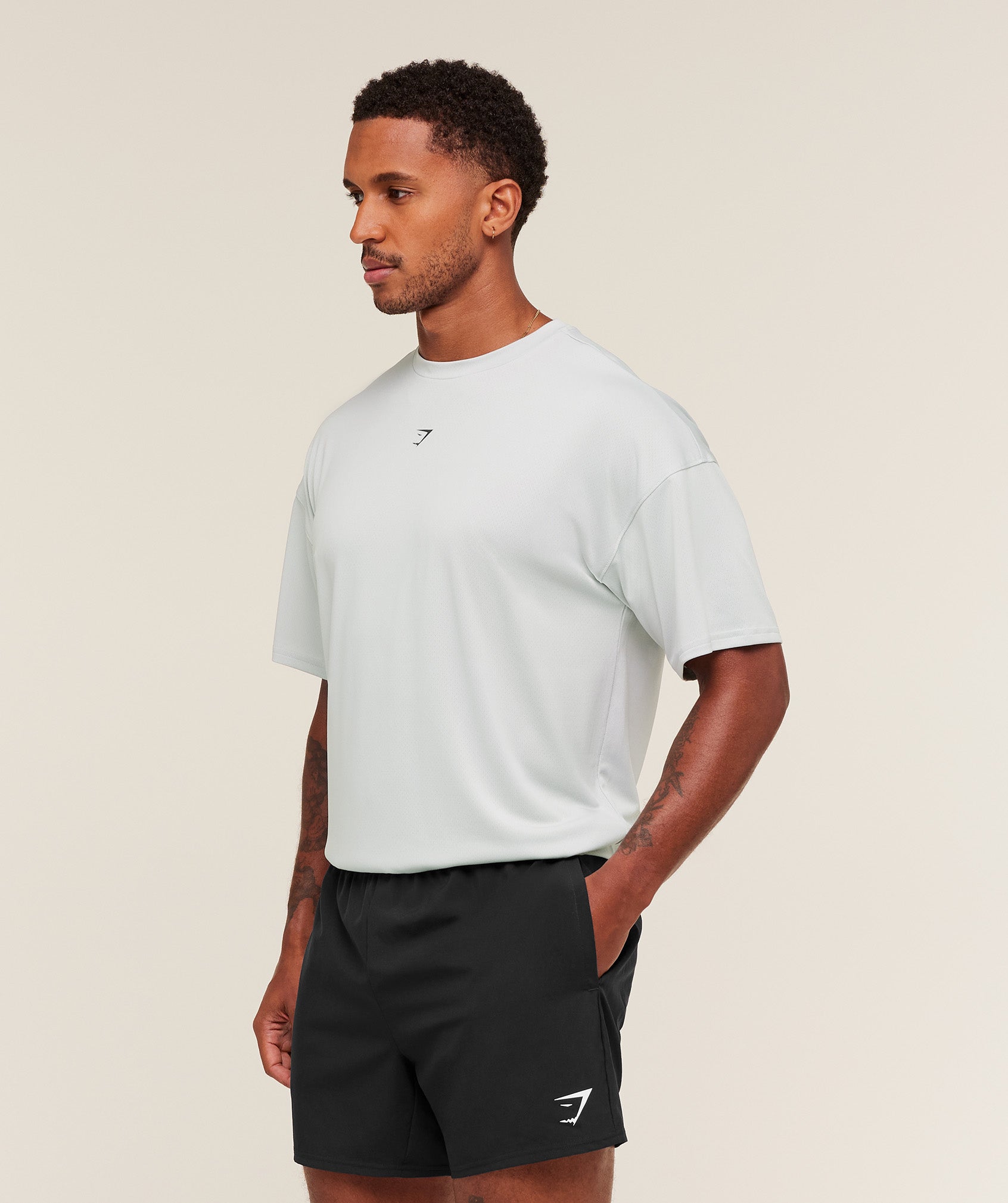 Gymshark Hybrid Graphic T-Shirt Light Grey