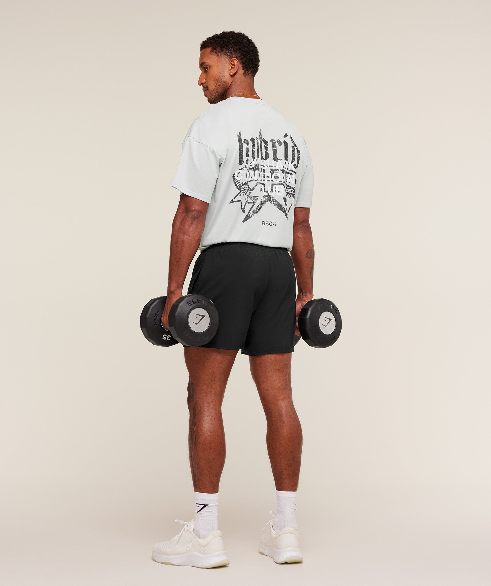 Gymshark Hybrid Graphic T-Shirt Light Grey