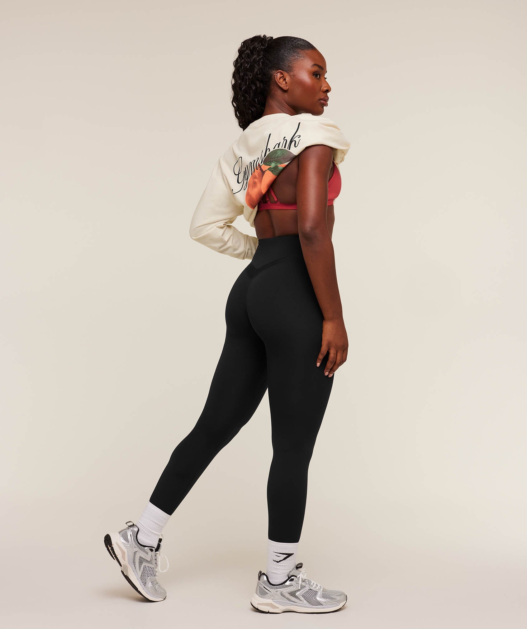 Women's Gymshark Juicy Peach Long Sleeve T-Shirt Oat White