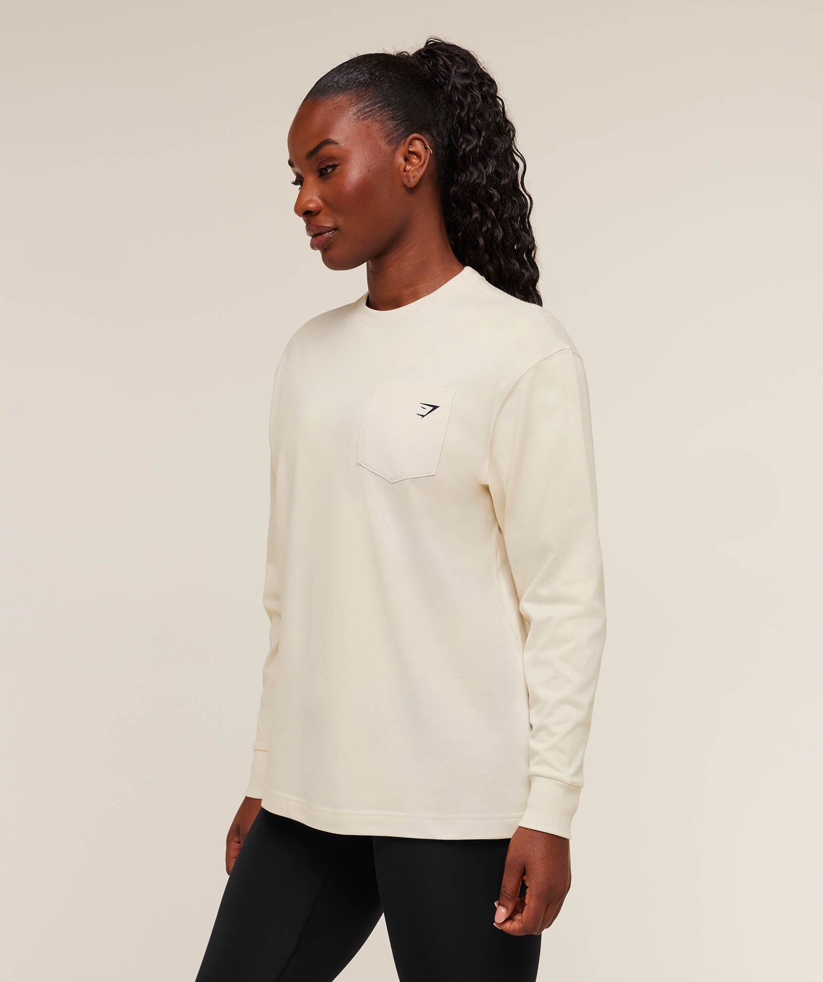 Women's Gymshark Juicy Peach Long Sleeve T-Shirt Oat White